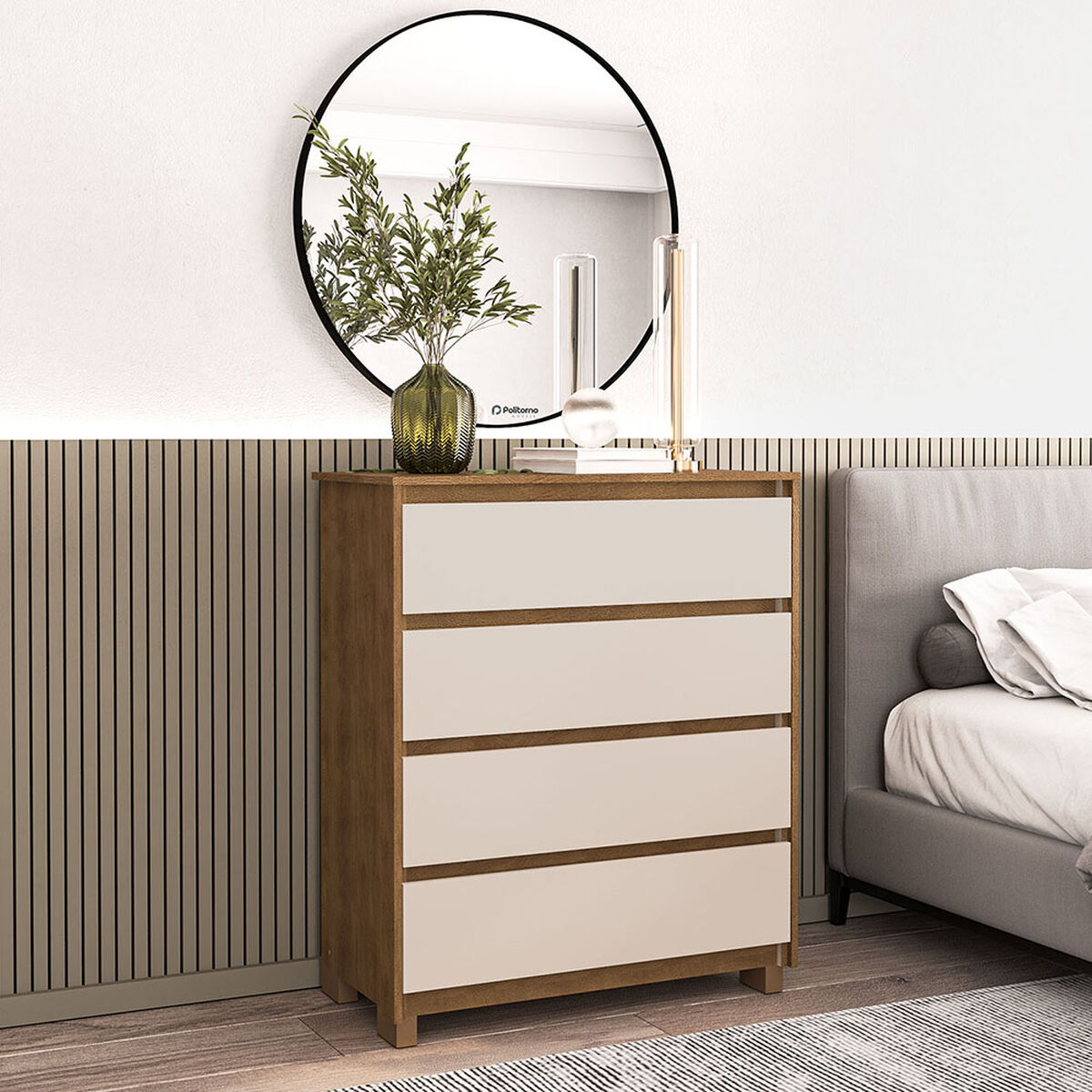 Cómoda Vekkahome Coimbra 4 Cajones Café