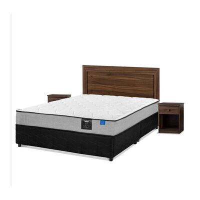 Cama Americana Flex Base Dividida 2 Plazas Star + Respaldo + 2 Veladores Asturias