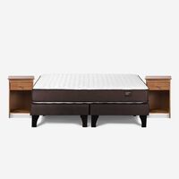 Cama Europea Rosen Base Dividida 2 Plazas Ergo T + 2 Veladores Tabor Caramelo
