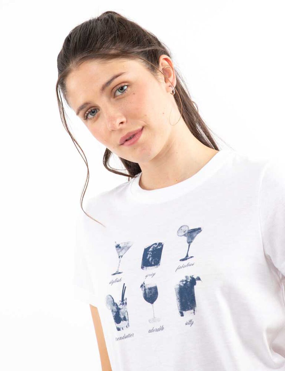 Polera Con Estamapdo Manga Corta Mujer Icono