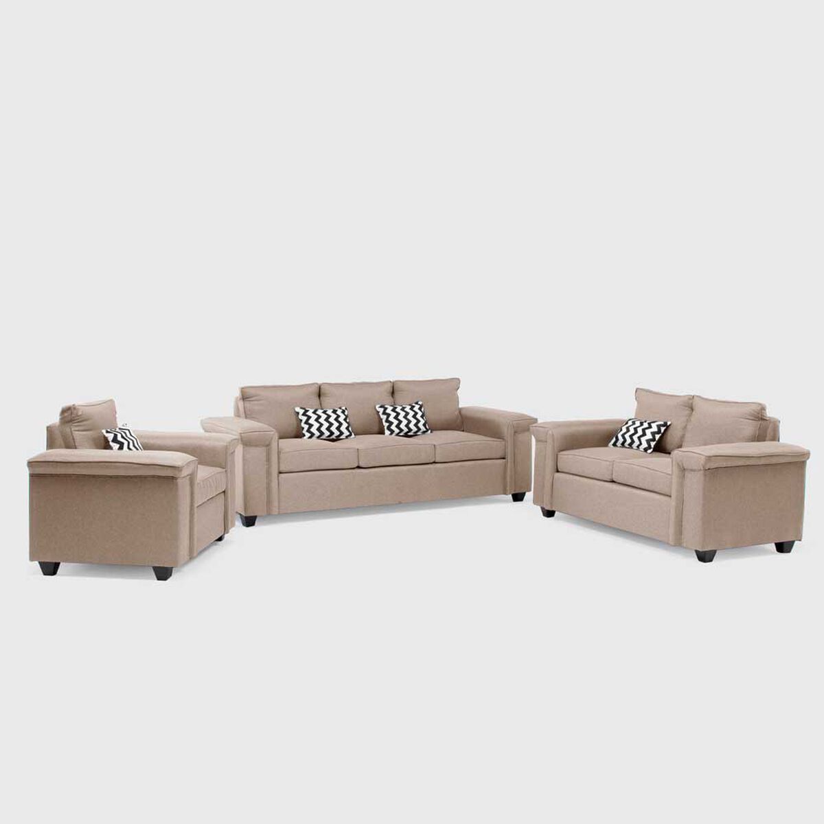 Juegos de Living Mons Sicilia Sof&aacute; 3 Cuerpos + Sof&aacute; 2 Cuerpos + Sill&oacute;n 1 Cuerpo Beige