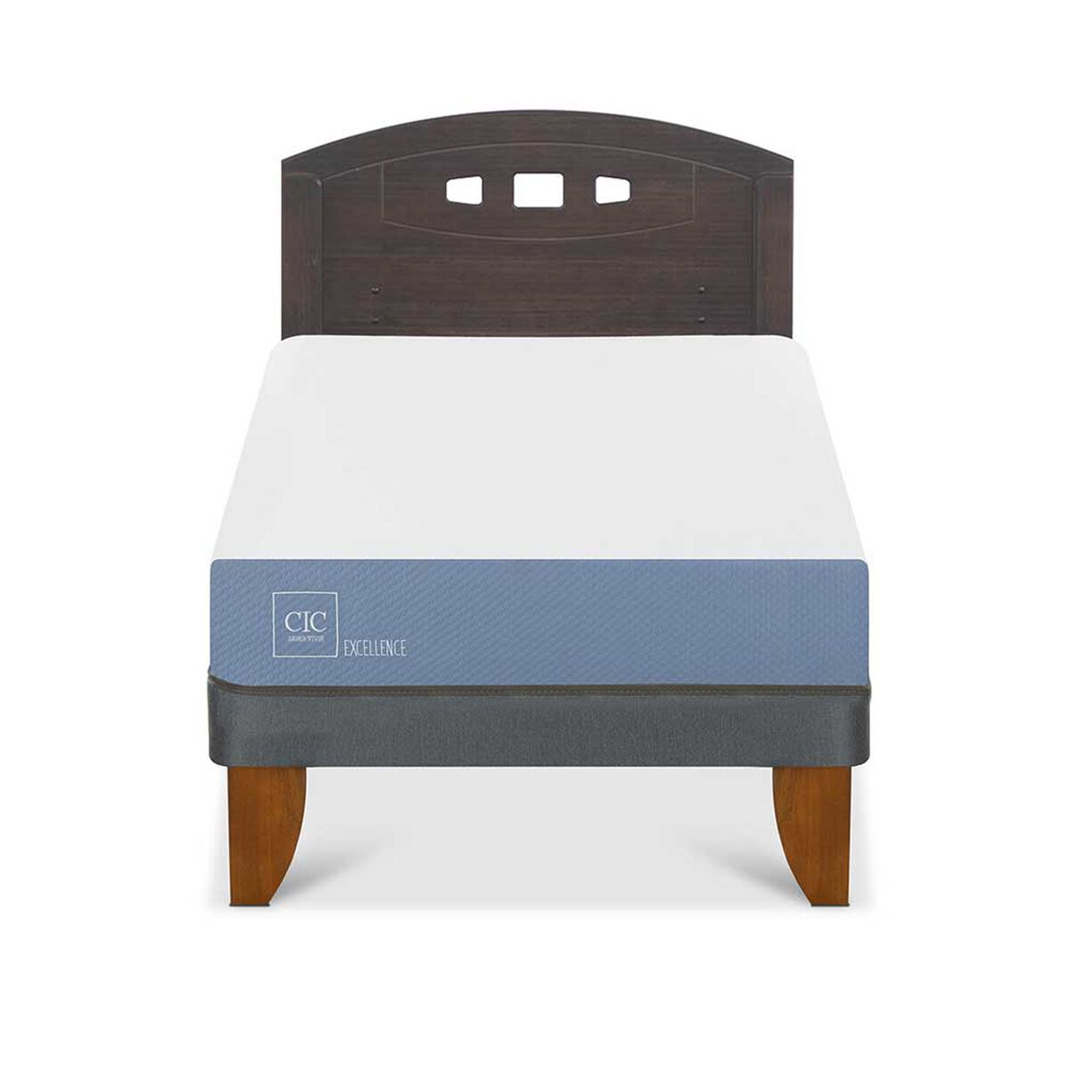 Cama Europea CIC Base Normal 1,5 Plazas Excellence + Respaldo Gales