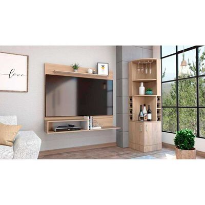 Combo Bar Esquinero + Panel TV55 TuHome Beijing Rovere