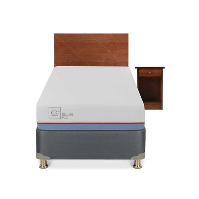 Imagen 1 del producto Cama Americana CIC 1 Plaza Excellence Plus + Respaldo + Velador New Villarrica