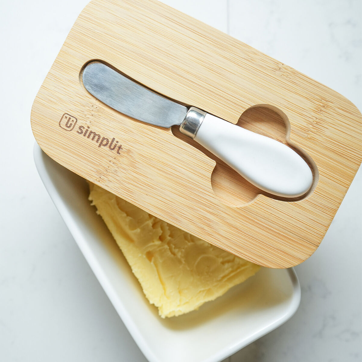 Pack Simplit Mantequillero + Cuchillo + Panera Metálica Blanco