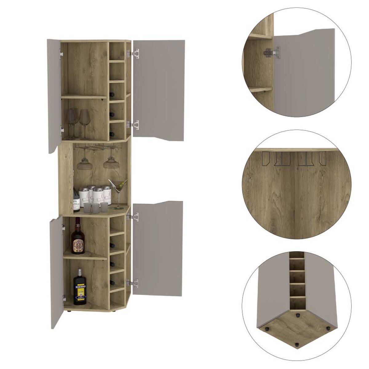 Bar Esquinero TuHome Obregon 4 Puertas Macadamia Taupe