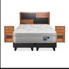 Cama Europea Flex King Paradise + Respaldo + 2 Veladores Colonia