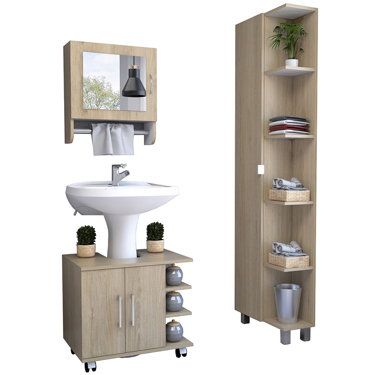 Combo Botiquín + Optimizador Lavamanos + Optimizador Baño TuHome Bath 300