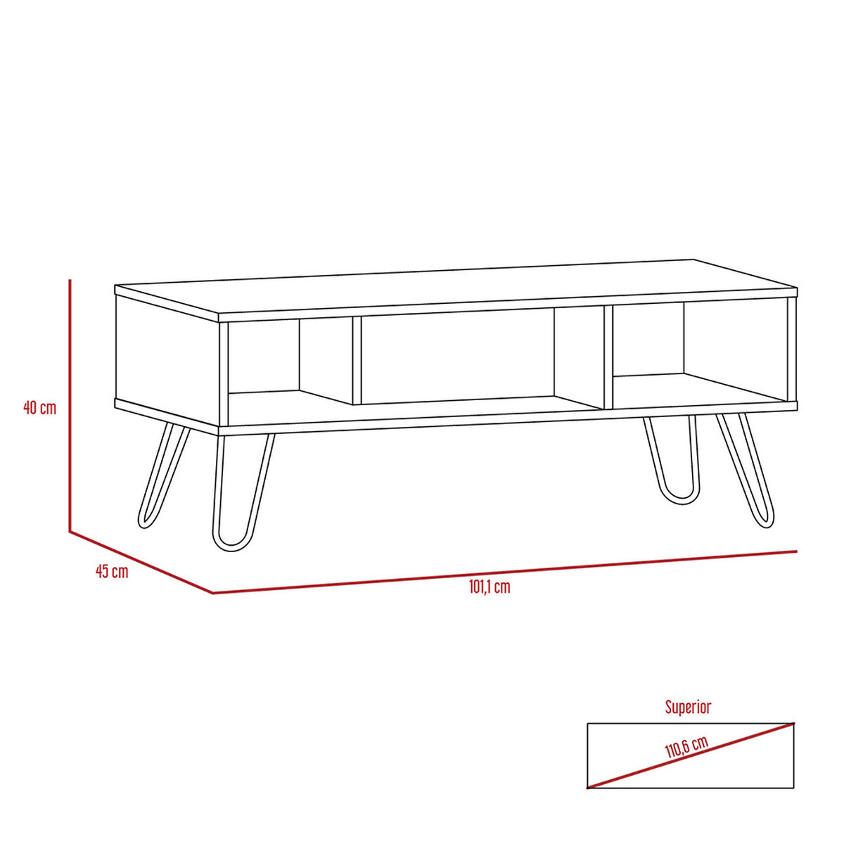 Combo Mesa de Centro + Rack + Buffet + Bar TuHome Vassel
