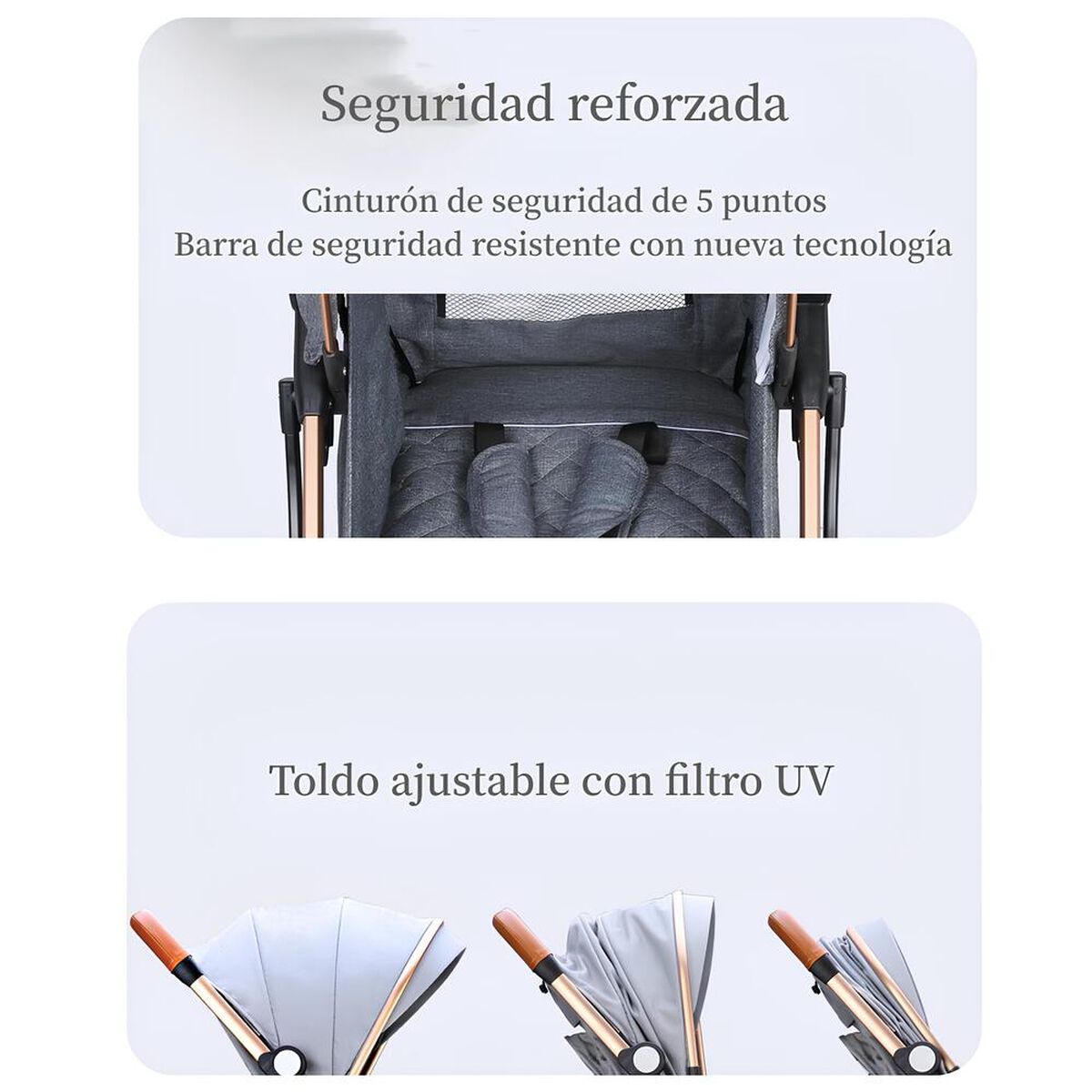 Coche de Paseo Últra Compacto con Accesorios Gris Lubabycas