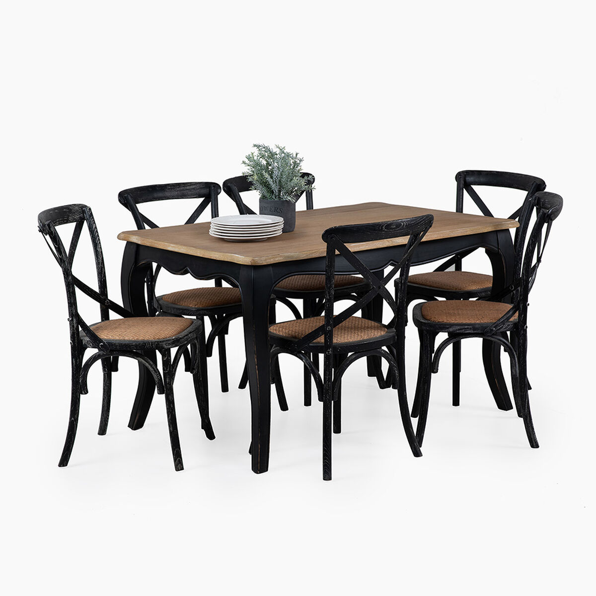 Juego de Comedor Spazzio Vittoria Negro 6 Sillas