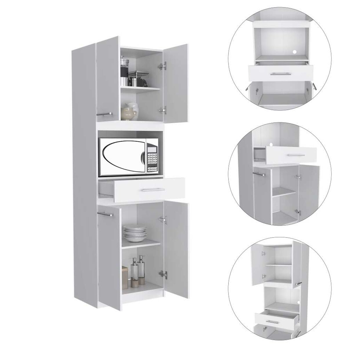 Mueble para Microondas TuHome Manchester Blanco 4 Puertas