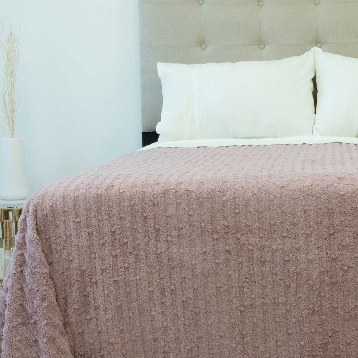 Frazada Doral 2 Plazas Chiporro Jacquard Liso Rosa Viejo