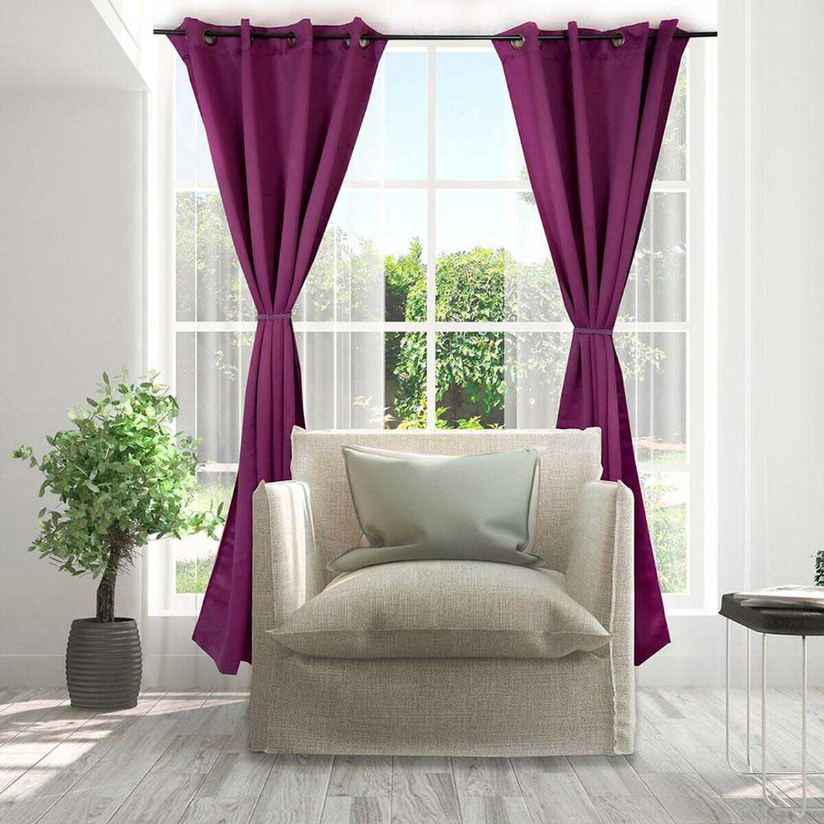 Set Cortinas Doral Black Out Victoria  220 x 140 cm Lila
