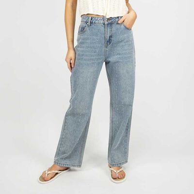 Jeans Indigo Apliques Mujer Icono