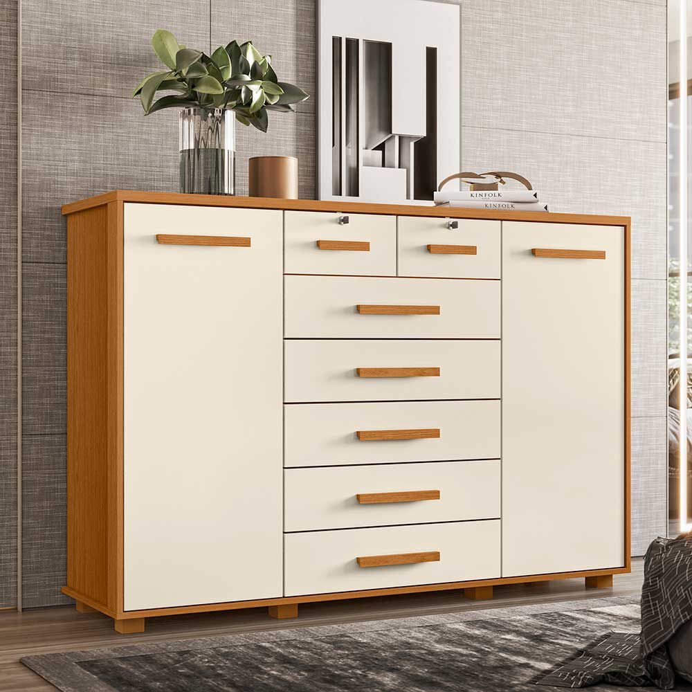 Cómoda Vekkahome Fontana 2 Puertas 7 Cajones Beige