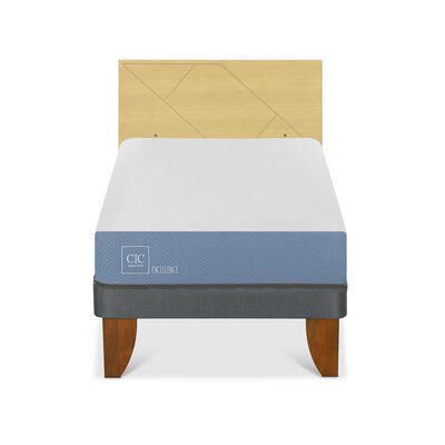 Imagen 1 del producto Cama Europea CIC 1 Plaza Excellence + Respaldo Villarrica Mostaza