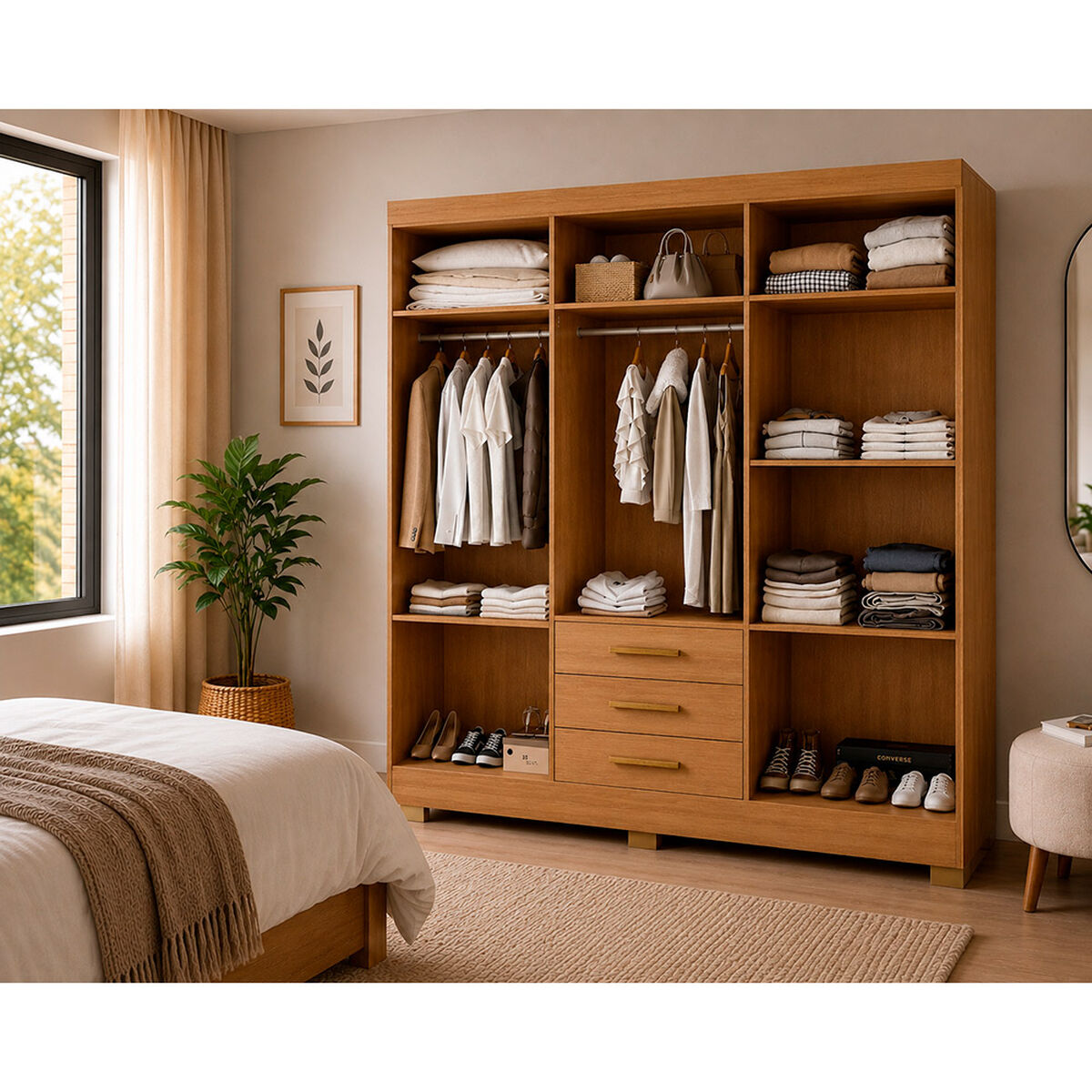 Closet Di Poretti Design Itacare 3 Cajones 6 Puertas Caf&eacute; Claro