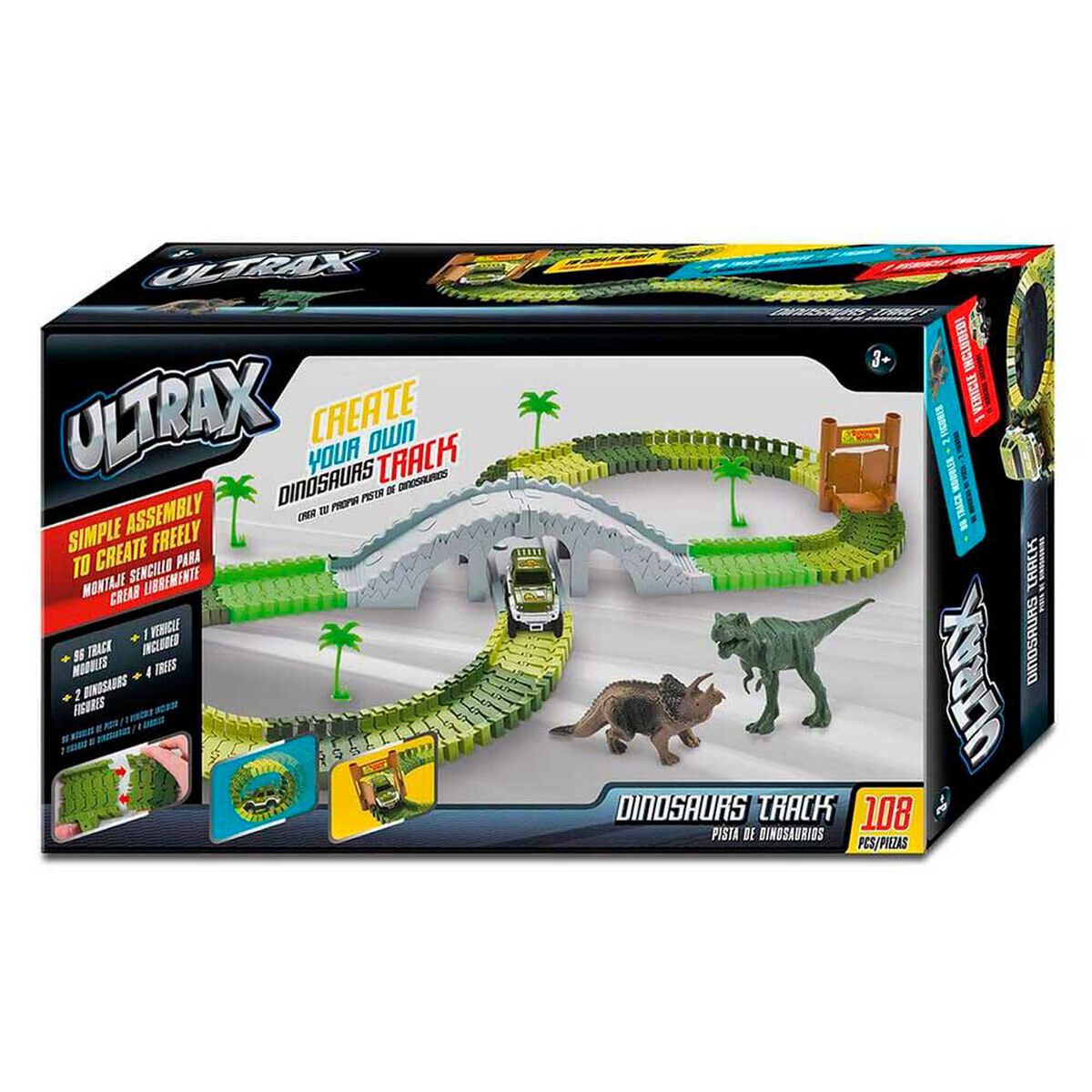 Pista de Autos con Dos Dinosaurios Ultrax
