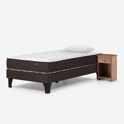 Imagen 2 del producto Cama Europea Rosen 1,5 Plazas Ergo T + Velador Tabor Caramelo + Almohada Light Americana