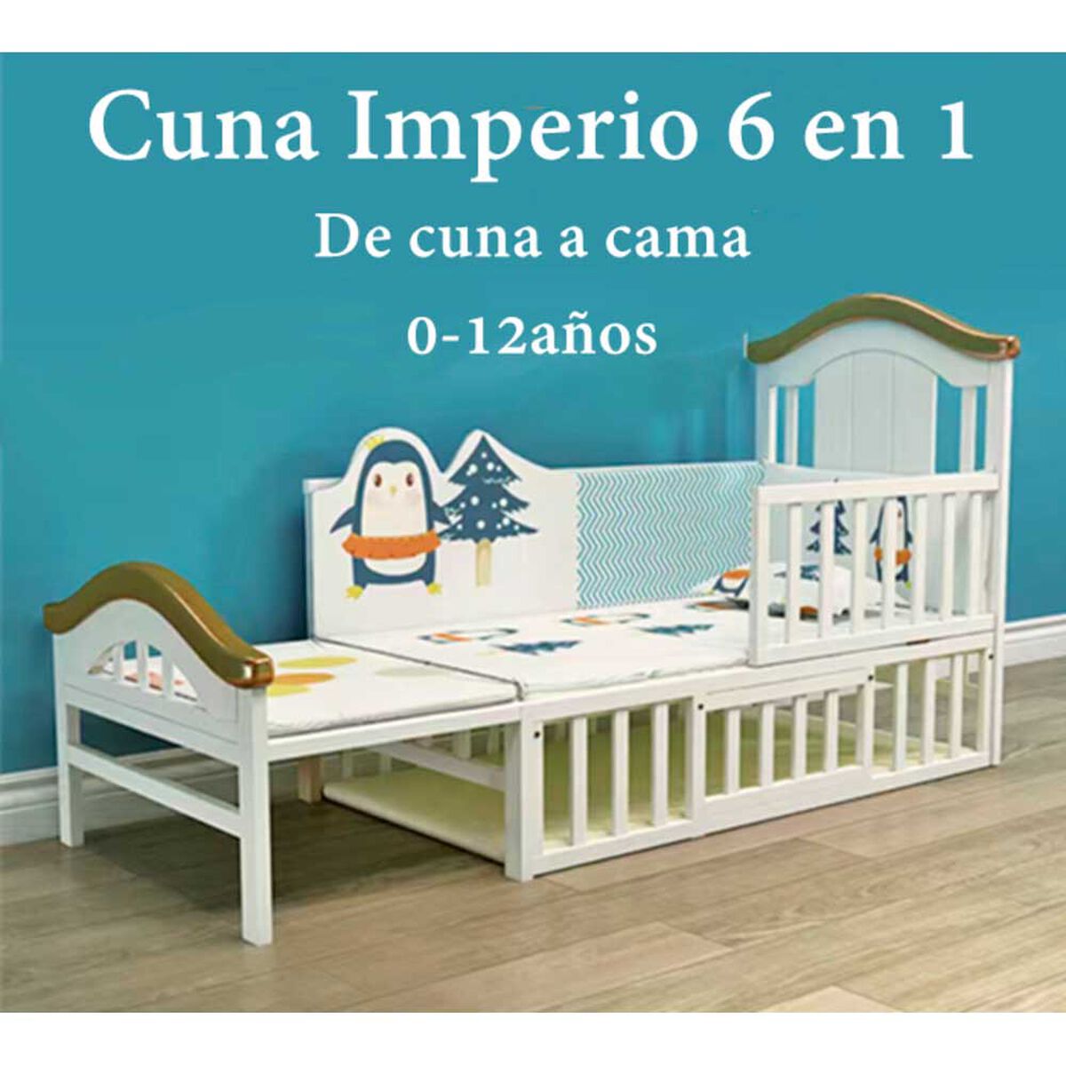 Cuna Colecho Madera con Mudador Mosquitero Lubabycas Azul