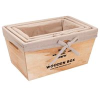 Set de 3 Canastos Rectangulares Madera Vgo Natural