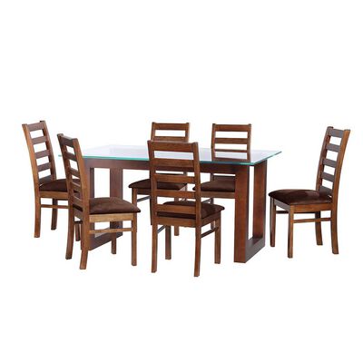 Juego de Comedor Latam Home Pamplona Oviedo 6 Sillas Cuero Rojo