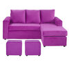 Sofá Seccional Bodevir Cali 3 Cuerpos + 2 Pouf Fucsia