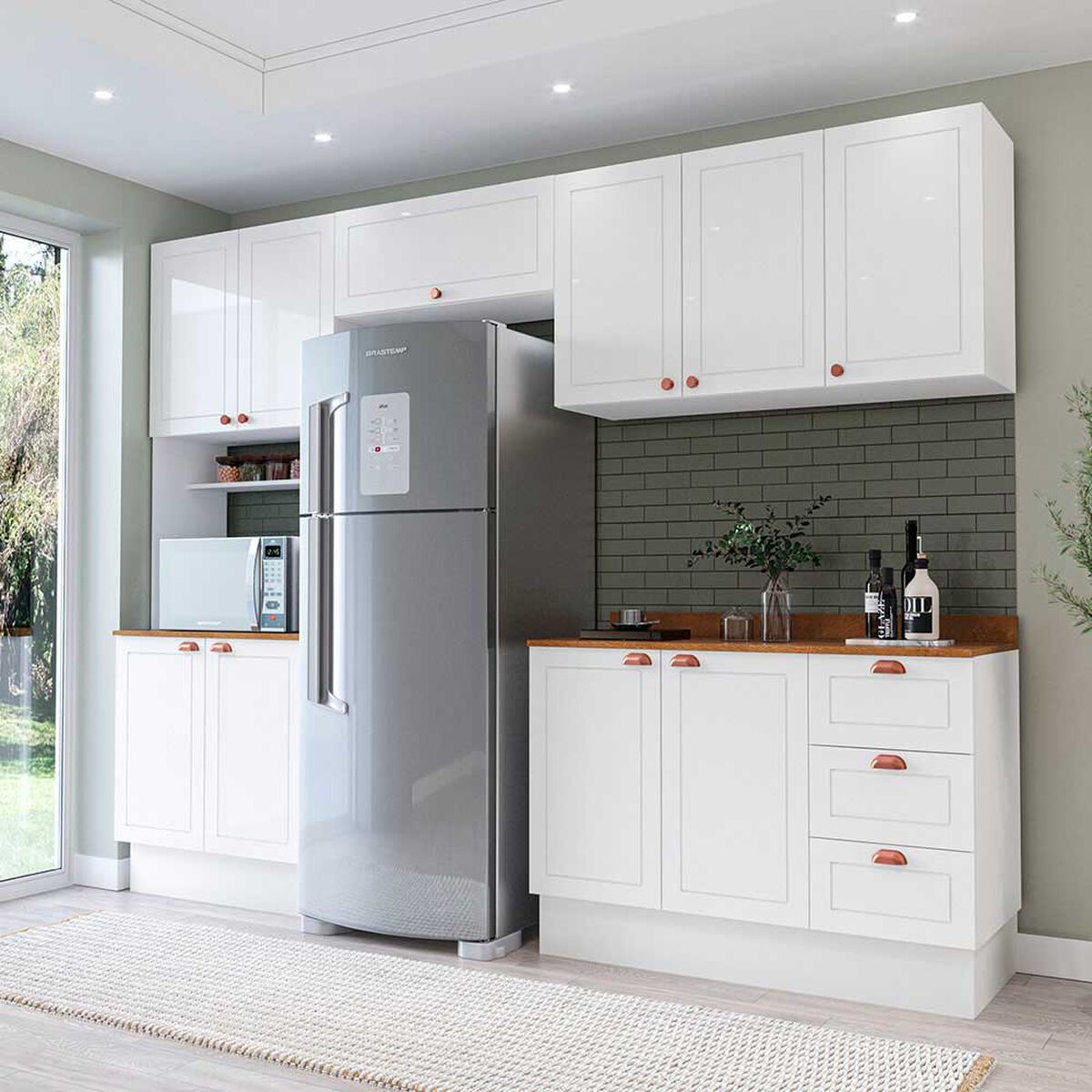 Kit Cocina Modular Royal Vekkahome 10 Puertas 3 Cajones Blanca