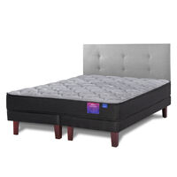 Cama Europea Flex Base Dividida King Therapedic Plus + Respaldo Royal Gris