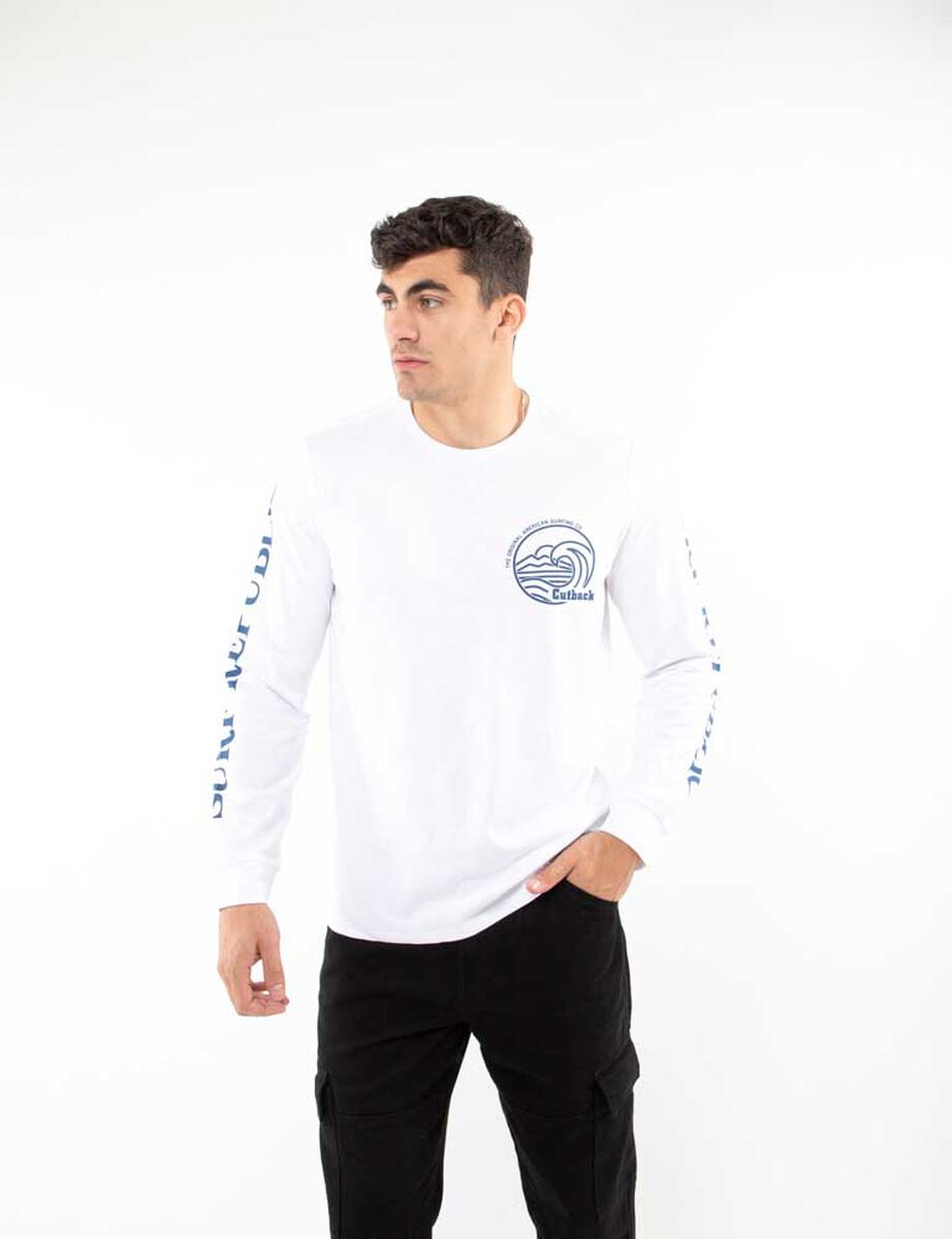 Polera Con Estampado Manga Larga Hombre Cutback