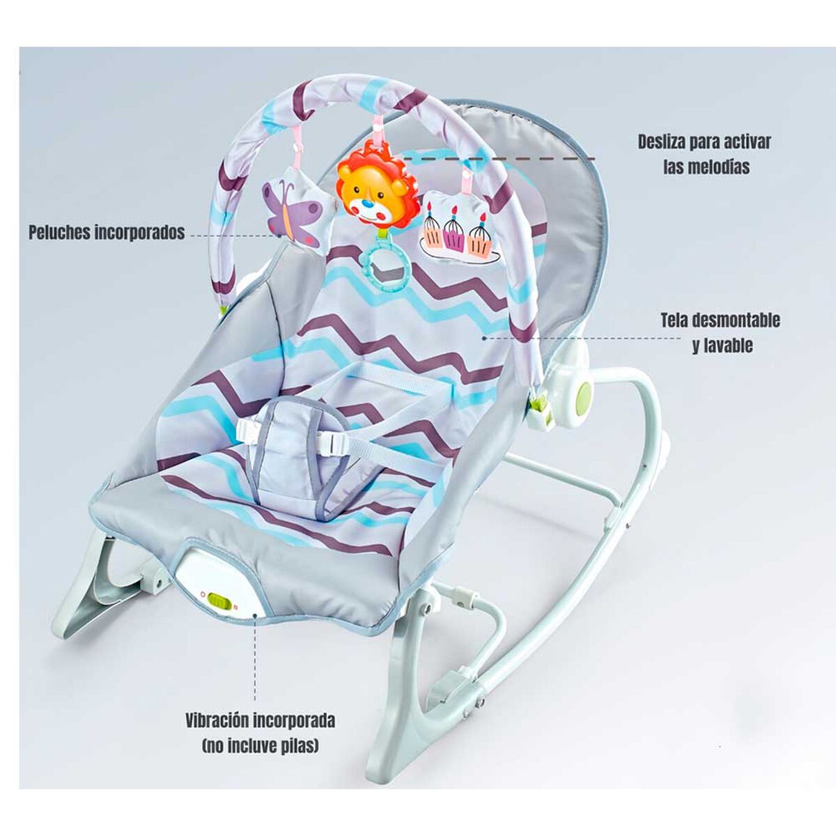 Silla Nido Mecedora con Vibración y  Melodía Rosada LuBabycas