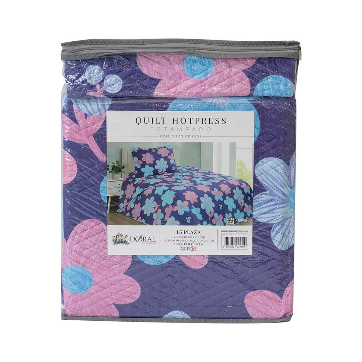 Quilt Doral 1,5 Plazas Origins Flores
