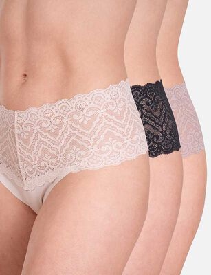 Imagen 1 del producto Pack 3 Calzón Culotte Encaje Microfibra Corte Laser Palmers Malva