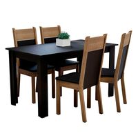 Juego de Comedor Vekkahome Lola Nelly 4 Sillas Negro