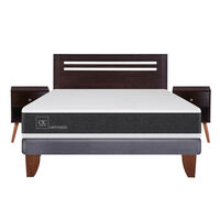 Cama Europea CIC 2 Plazas Ortopedic + Respaldo + 2 Veladores New Munich