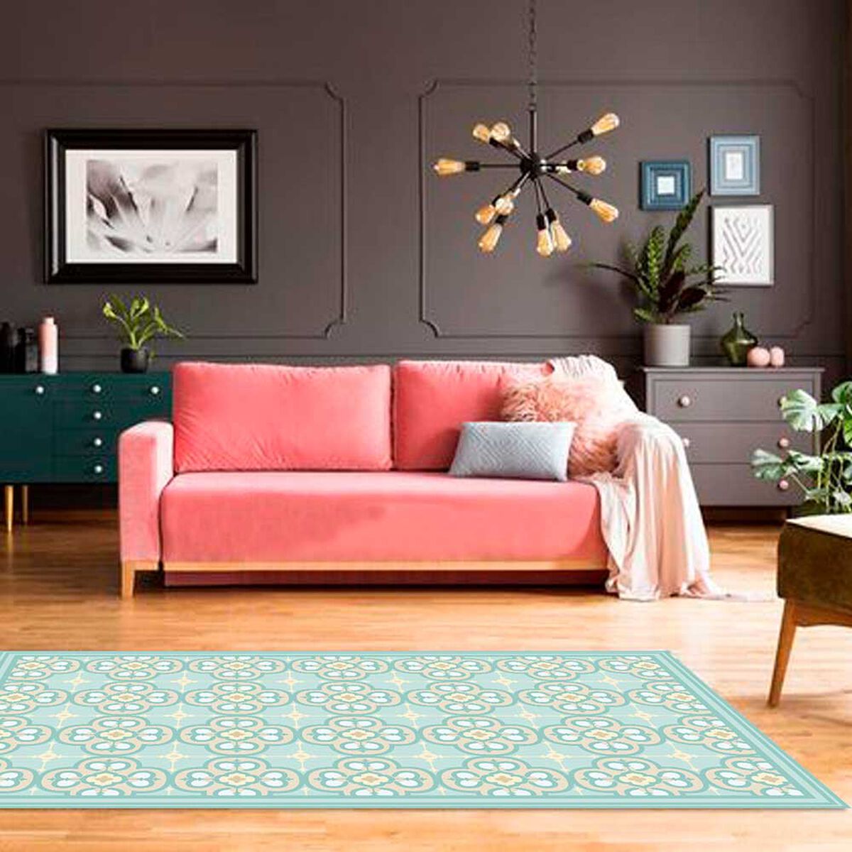 Alfombra Davanti Flor Arabe Turquesa 140 x220 Flor Arabe Turquesa