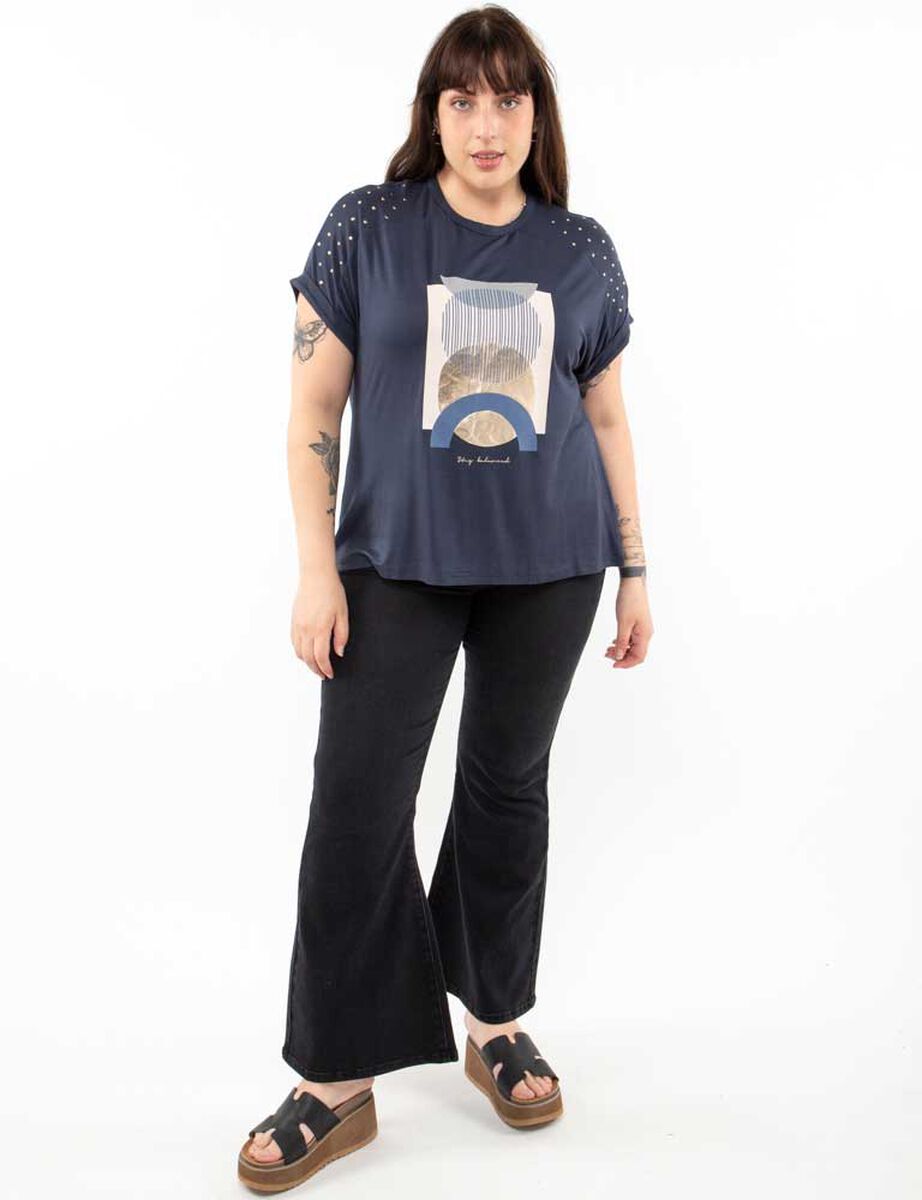 Polera Con Estampado Manga Corta Mujer Extralindas
