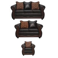 Juego de Living Black Factory Sofia Sofá 3 Cuerpos + Sofá 2 Cuerpos + Sillón 1 Cuerpo Negro