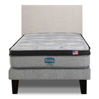 Cama Europea Simmons 1,5 Plazas Dreamer Plazasus Box + Respaldo Praga Arena