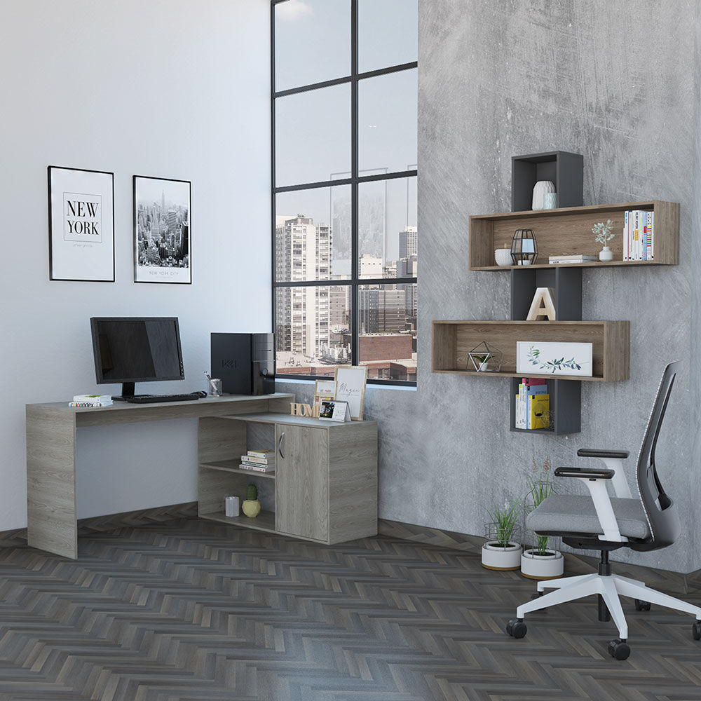 TUHOME Escritorio Office 8 + Repisa Wall 2B