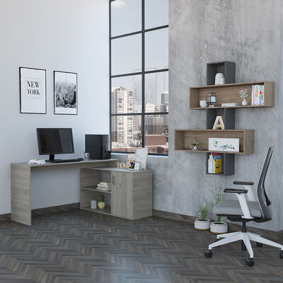 TUHOME Escritorio Office 8  + Repisa Wall 2B