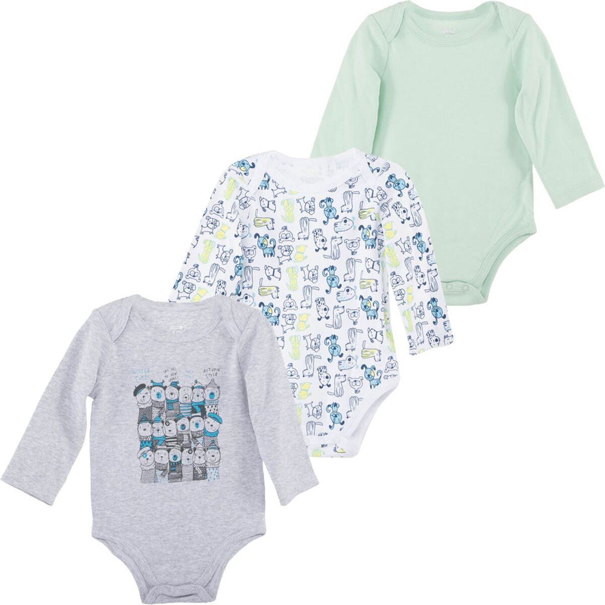 Pack 3 Body Estampado Manga Larga de Algodón Bebo Chess Baby