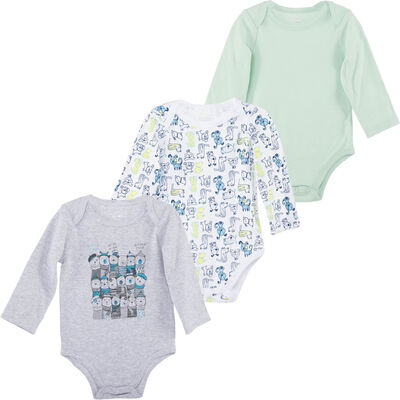 Pack 3 Body Estampado Manga Larga de Algodón Bebo Chess Baby