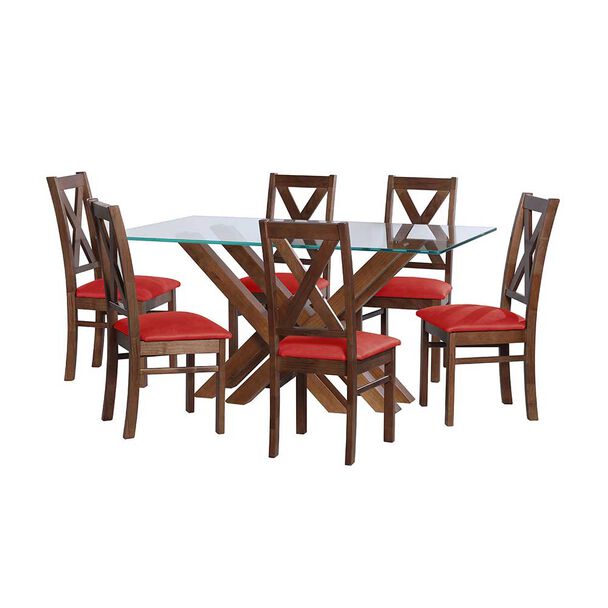 Juego de Comedor Latam Home Merida 6 Sillas Rojo