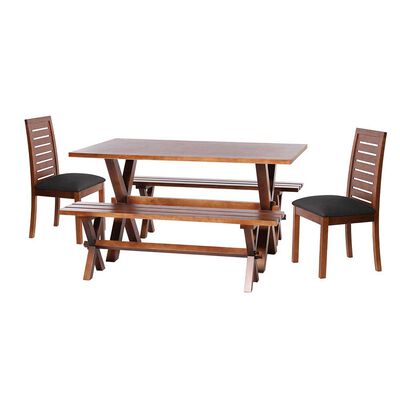 Juego de Comedor Latam Home Sevilla Tenerife 2 Sillas + 2 Bancas Cuero Kentucky Negro