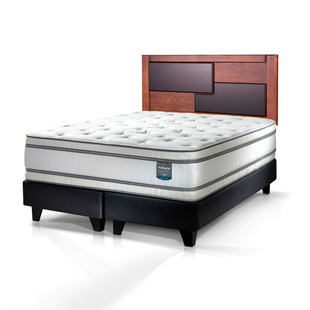 Combo Cama Europea Flex 2 Plazas Majesty + Respaldo Colonia