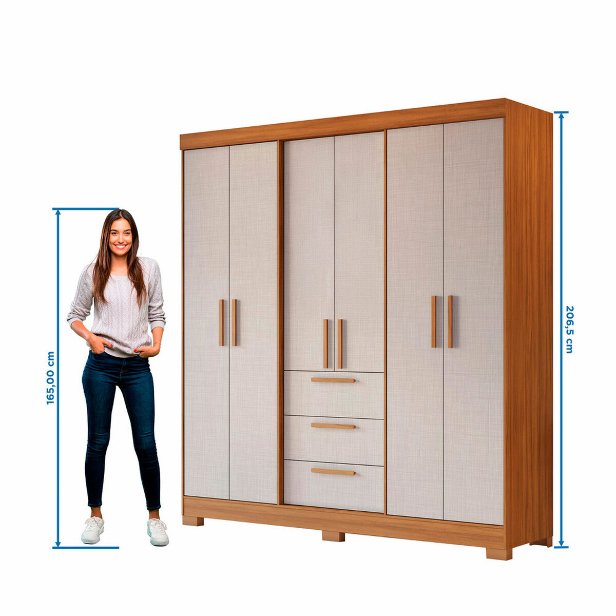 Closet Home Mobili Mara 6 Puertas 3 Cajones Beige
