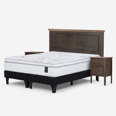 Imagen 2 del producto Cama Europea Rosen Base Dividida 2 Plazas Anna + Respaldo + 2 Veladores
