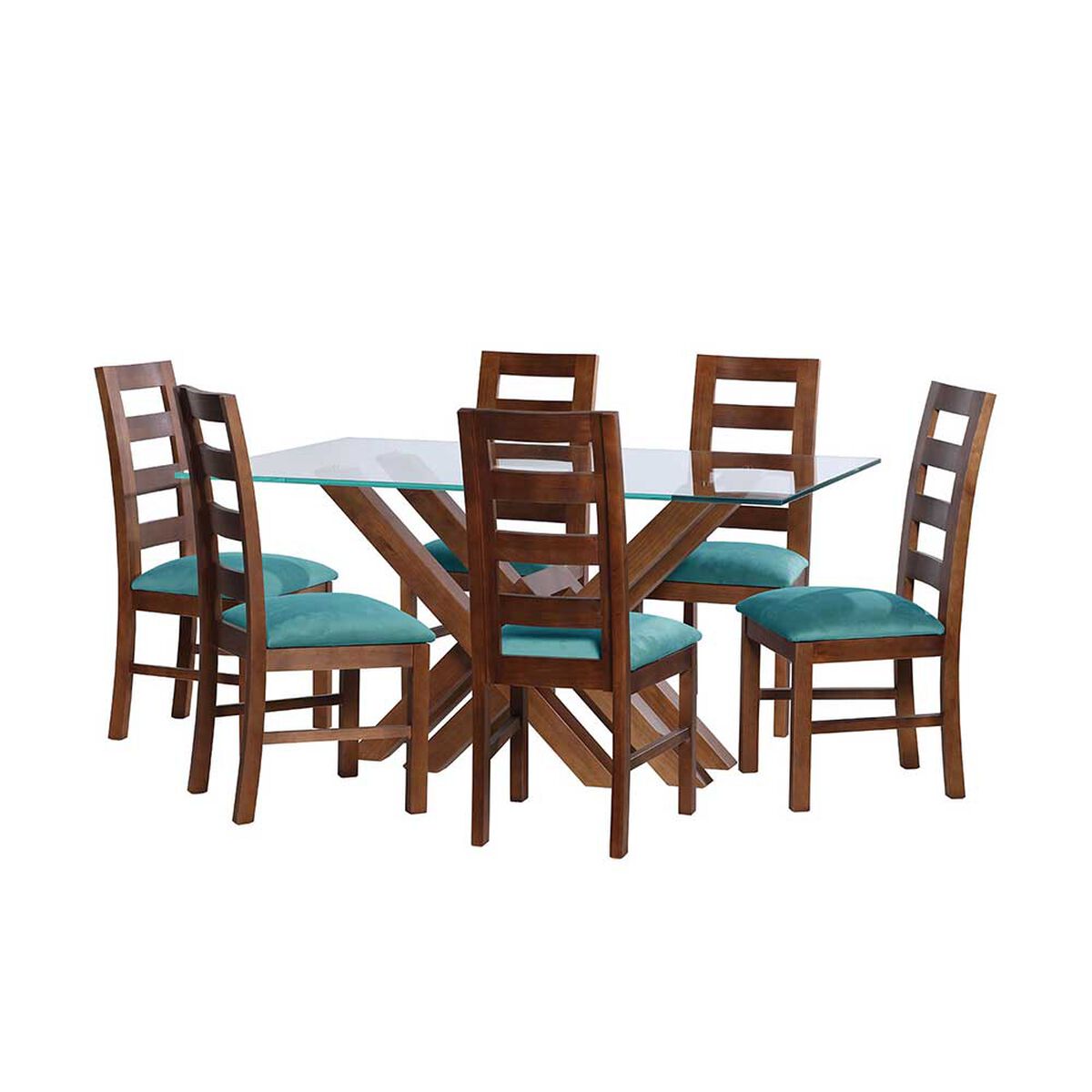 Juego de Comedor Latam Home Merida 6 Sillas Turquesa